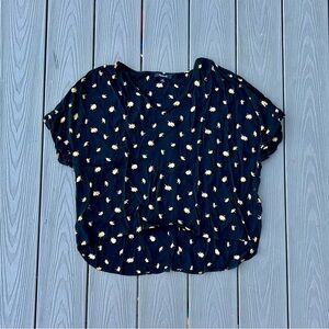 Madewell dark blue floral blouse